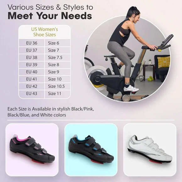 Women’s Cycling Shoes Leather Mesh 9 US Indoor Cycling Peloton Compatible